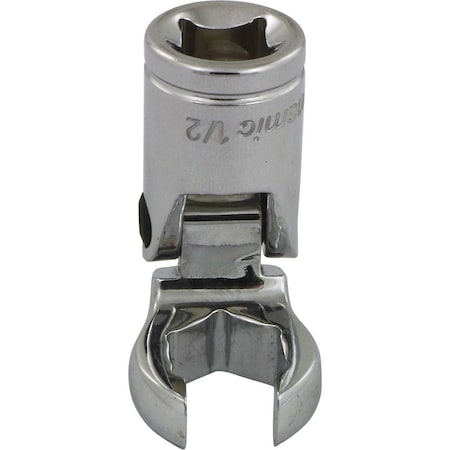 Dynamic Tools 3/8"Dr SAE 1/2" Flex Head, Crow Foot Flare Nut Socket, Chrome D008646